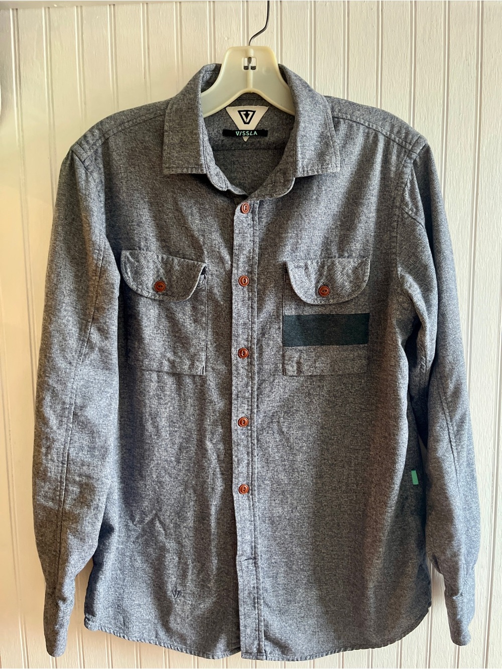 Vissla Men's Gray and Blue Button-Up Shirt Jacket